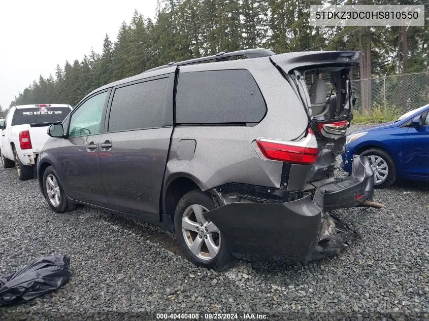 2017 Toyota Sienna Le 8 Passenger VIN: 5TDKZ3DC0HS810550 Lot: 40440408