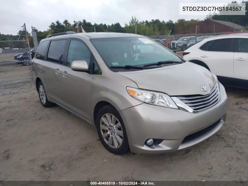 2017 Toyota Sienna Xle 7 Passenger VIN: 5TDDZ3DC7HS184567 Lot: 40485519