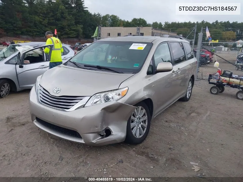 2017 Toyota Sienna Xle 7 Passenger VIN: 5TDDZ3DC7HS184567 Lot: 40485519