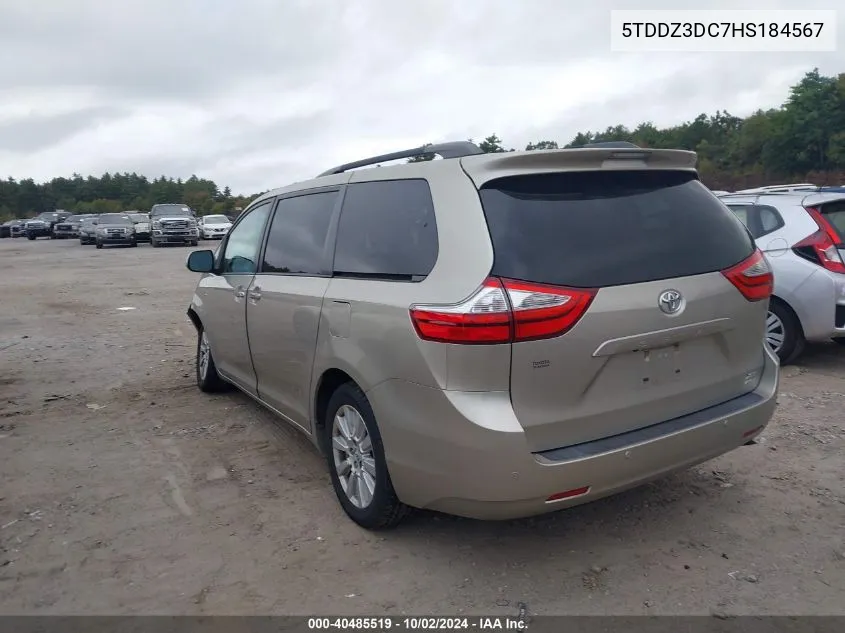 5TDDZ3DC7HS184567 2017 Toyota Sienna Xle 7 Passenger