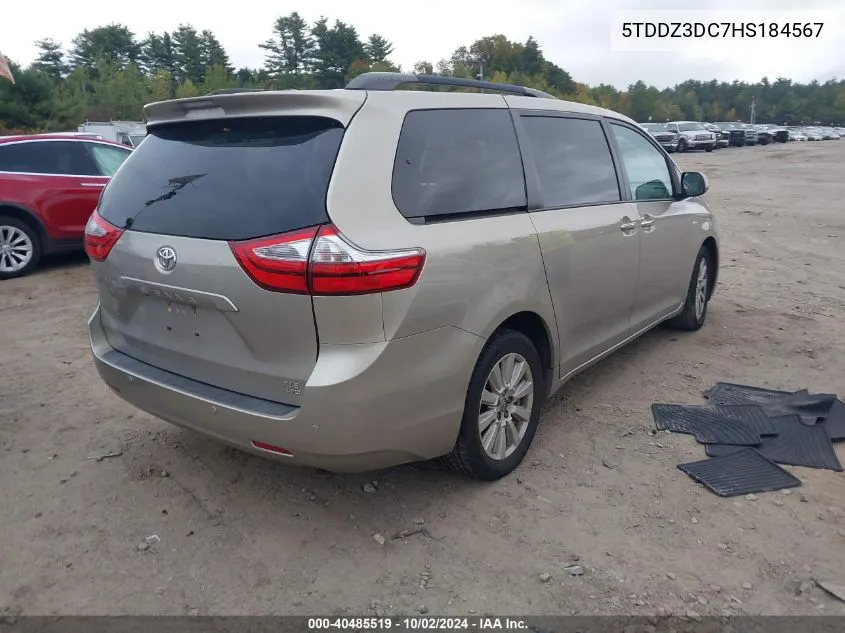 2017 Toyota Sienna Xle 7 Passenger VIN: 5TDDZ3DC7HS184567 Lot: 40485519