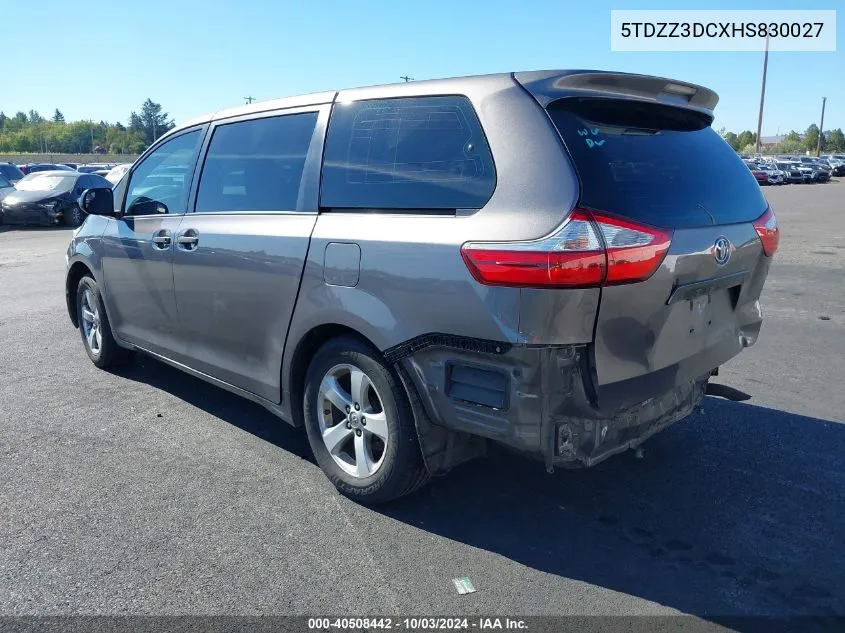 2017 Toyota Sienna L 7 Passenger VIN: 5TDZZ3DCXHS830027 Lot: 40508442