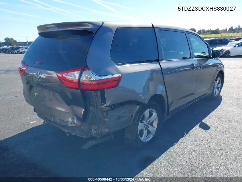 2017 Toyota Sienna L 7 Passenger VIN: 5TDZZ3DCXHS830027 Lot: 40508442