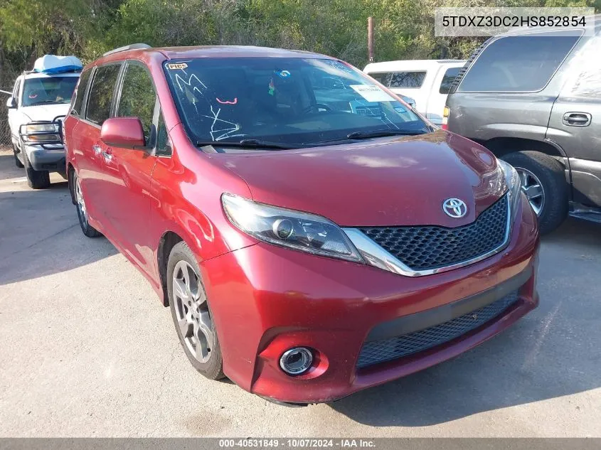 2017 Toyota Sienna Se 8 Passenger VIN: 5TDXZ3DC2HS852854 Lot: 40531849