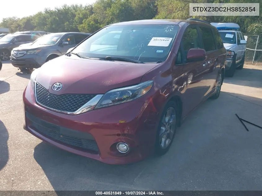 2017 Toyota Sienna Se 8 Passenger VIN: 5TDXZ3DC2HS852854 Lot: 40531849