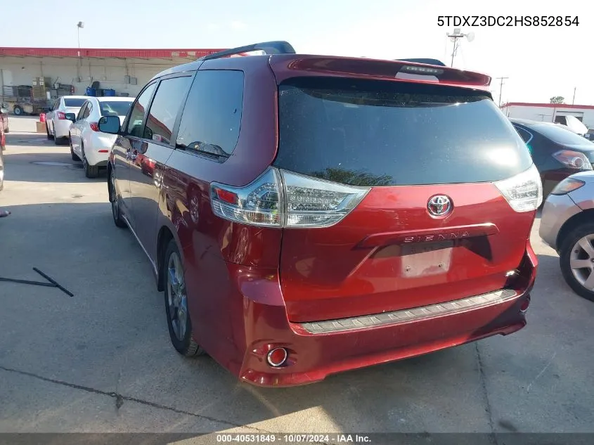 2017 Toyota Sienna Se 8 Passenger VIN: 5TDXZ3DC2HS852854 Lot: 40531849