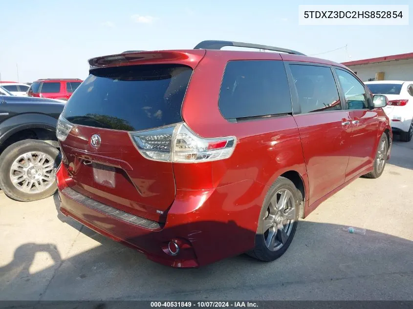 2017 Toyota Sienna Se 8 Passenger VIN: 5TDXZ3DC2HS852854 Lot: 40531849