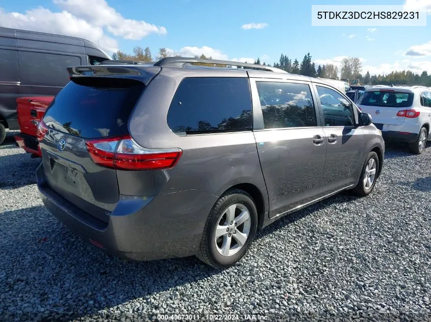 2017 Toyota Sienna Le 8 Passenger VIN: 5TDKZ3DC2HS829231 Lot: 40673011