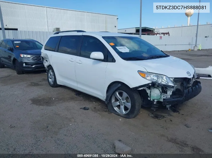 2017 Toyota Sienna Le 8 Passenger VIN: 5TDKZ3DC7HS888081 Lot: 40691385