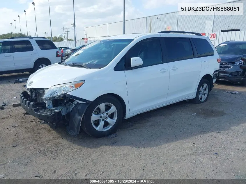 2017 Toyota Sienna Le 8 Passenger VIN: 5TDKZ3DC7HS888081 Lot: 40691385