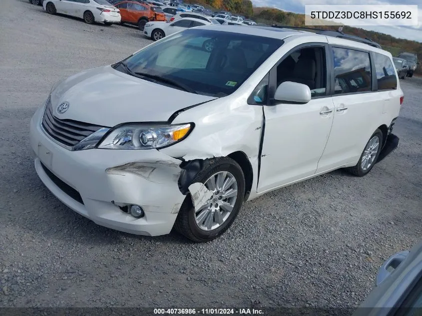 2017 Toyota Sienna Xle/Limited VIN: 5TDDZ3DC8HS155692 Lot: 40736986