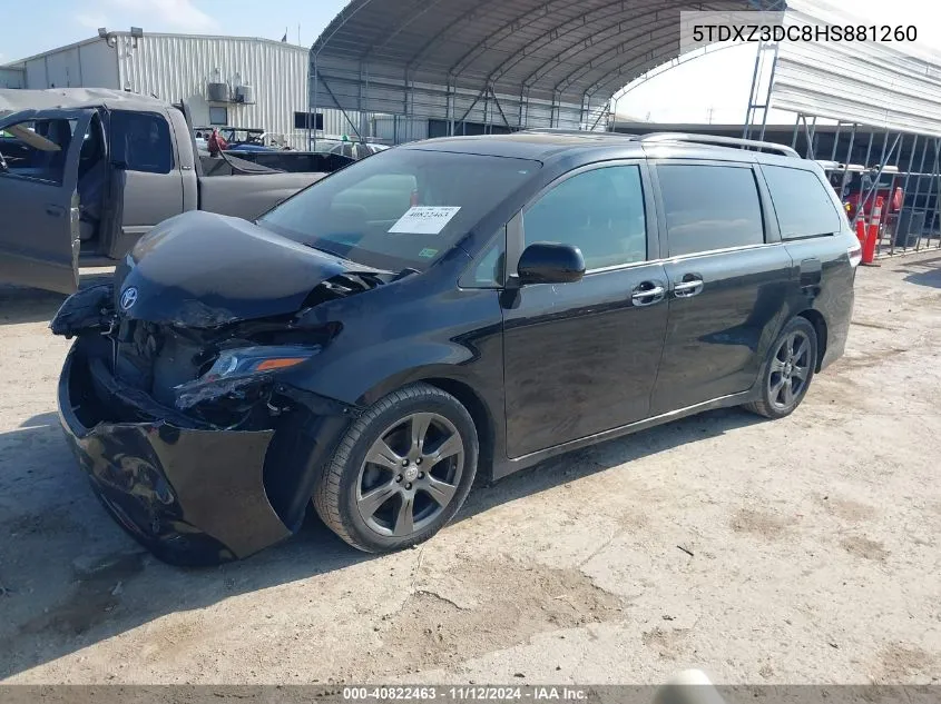 2017 Toyota Sienna Se VIN: 5TDXZ3DC8HS881260 Lot: 40822463