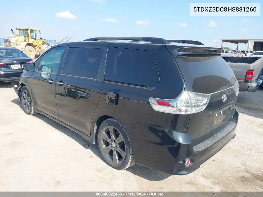 2017 Toyota Sienna Se VIN: 5TDXZ3DC8HS881260 Lot: 40822463