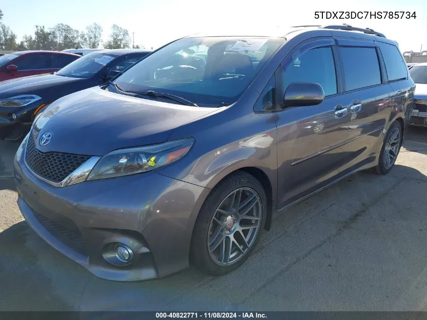 2017 Toyota Sienna Se 8 Passenger VIN: 5TDXZ3DC7HS785734 Lot: 40822771