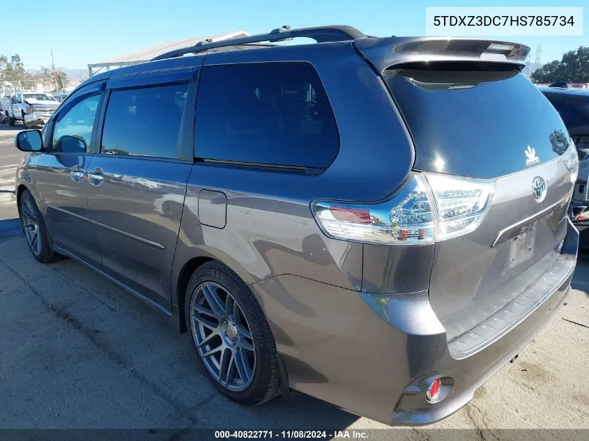 2017 Toyota Sienna Se 8 Passenger VIN: 5TDXZ3DC7HS785734 Lot: 40822771