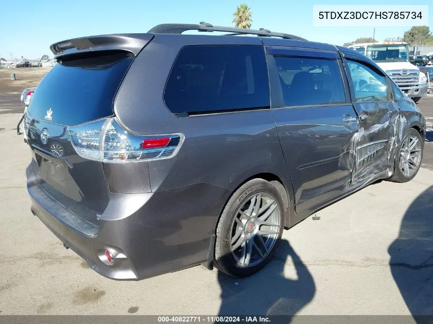 2017 Toyota Sienna Se 8 Passenger VIN: 5TDXZ3DC7HS785734 Lot: 40822771