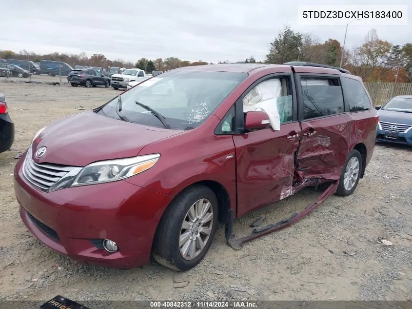 2017 Toyota Sienna Limited Premium 7 Passenger VIN: 5TDDZ3DCXHS183400 Lot: 40842312