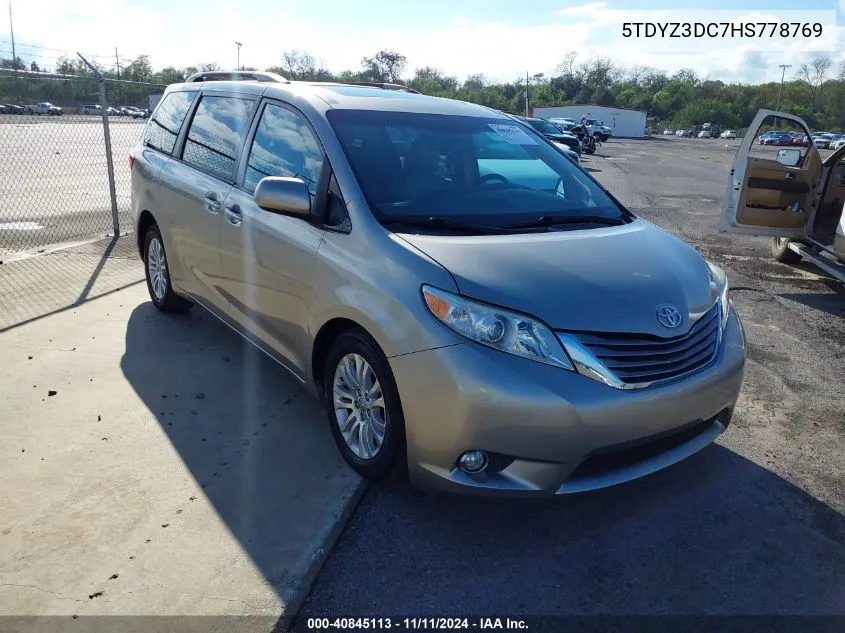 2017 Toyota Sienna Xle 8 Passenger VIN: 5TDYZ3DC7HS778769 Lot: 40845113