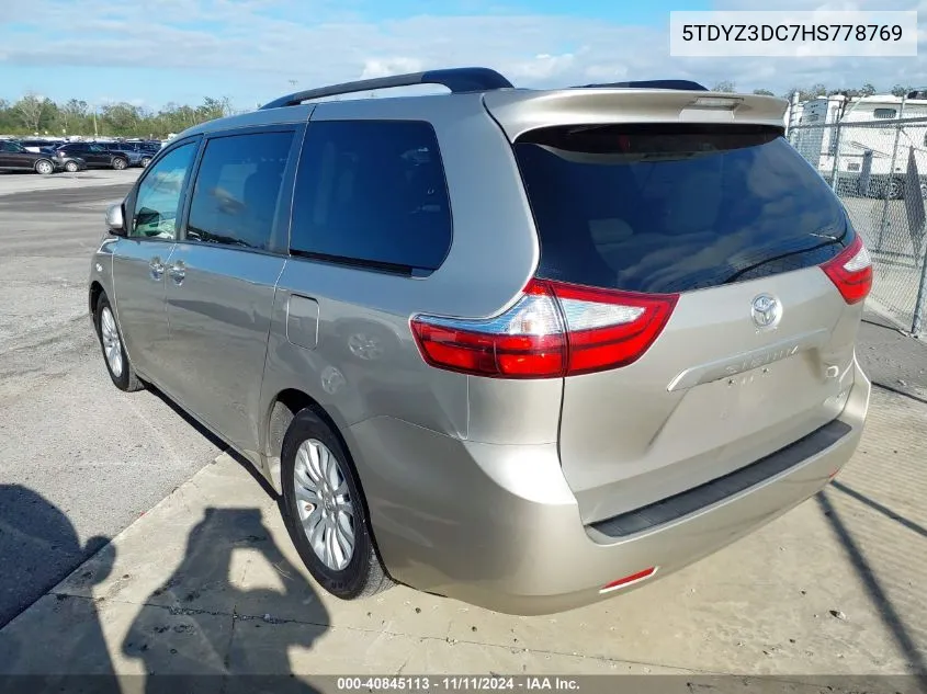 2017 Toyota Sienna Xle 8 Passenger VIN: 5TDYZ3DC7HS778769 Lot: 40845113