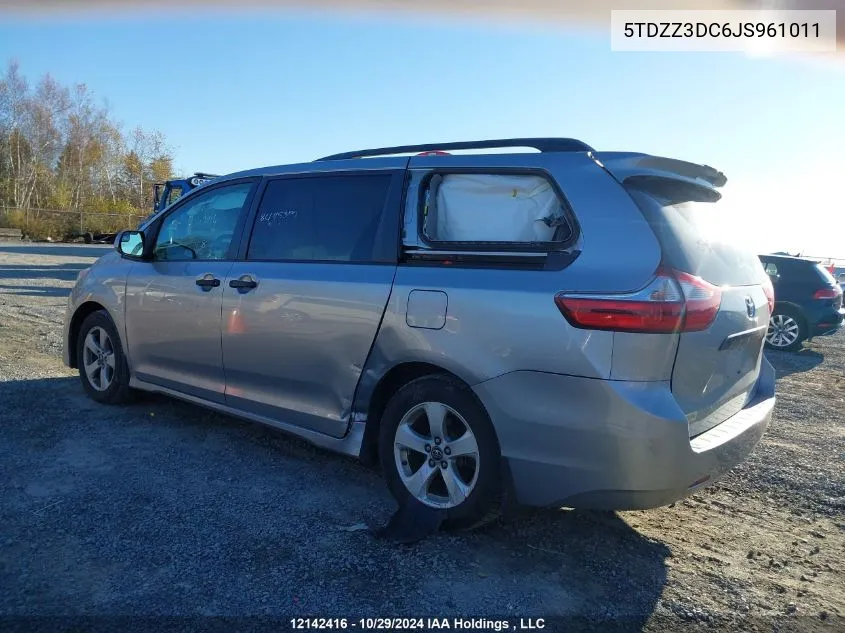 2018 Toyota Sienna 7-Passenger VIN: 5TDZZ3DC6JS961011 Lot: 12142416