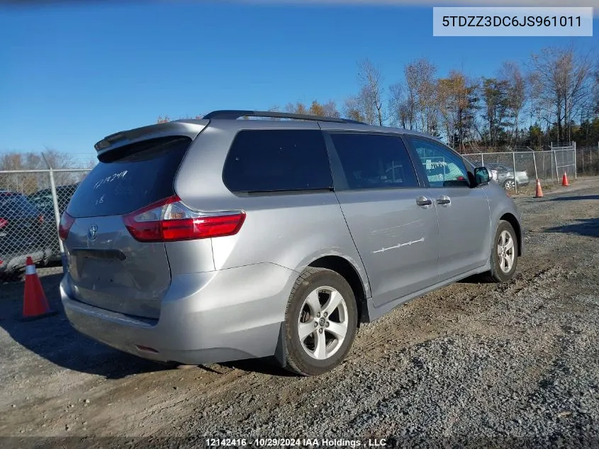 2018 Toyota Sienna 7-Passenger VIN: 5TDZZ3DC6JS961011 Lot: 12142416