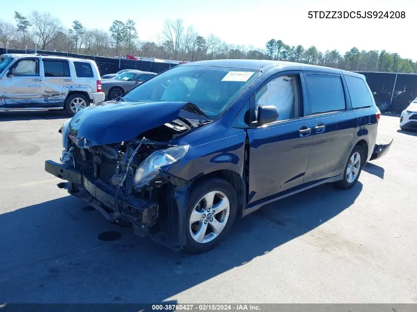 2018 Toyota Sienna L 7 Passenger VIN: 5TDZZ3DC5JS924208 Lot: 38760427