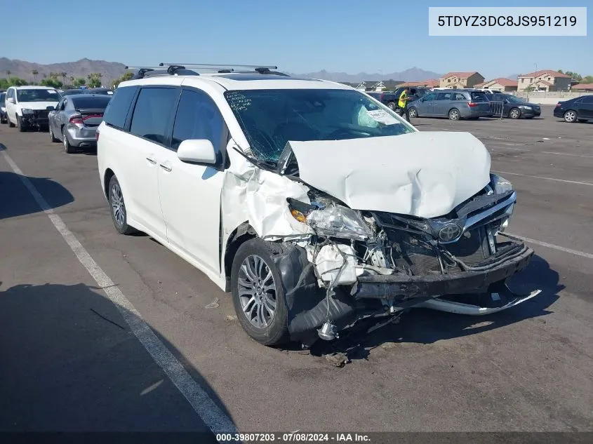 2018 Toyota Sienna Xle 8 Passenger VIN: 5TDYZ3DC8JS951219 Lot: 39807203