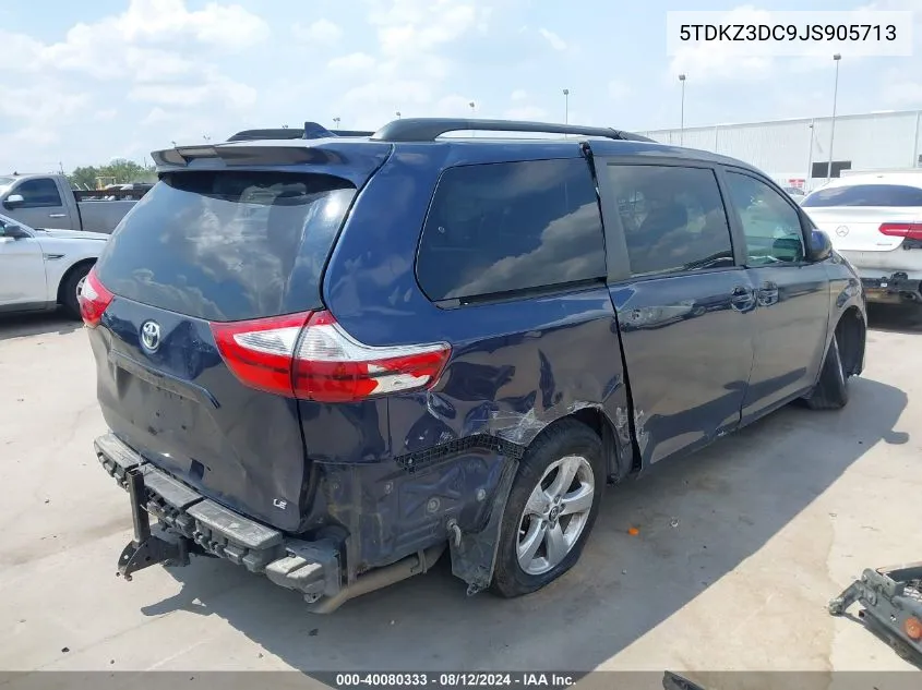 2018 Toyota Sienna Le 8 Passenger VIN: 5TDKZ3DC9JS905713 Lot: 40080333