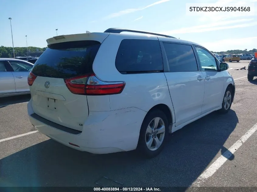 5TDKZ3DCXJS904568 2018 Toyota Sienna Le 8 Passenger