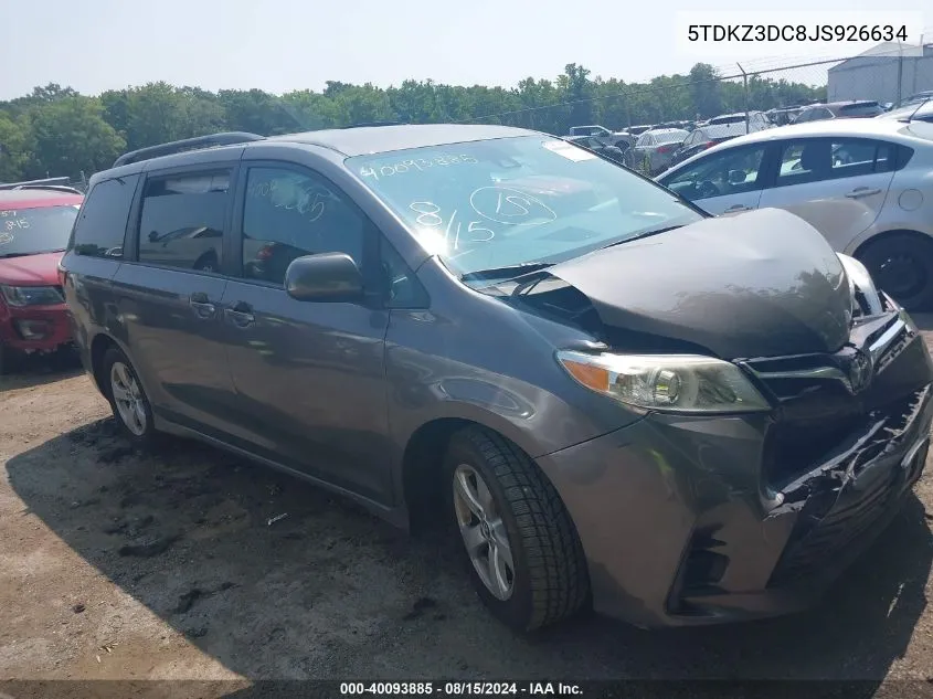 5TDKZ3DC8JS926634 2018 Toyota Sienna Le 8 Passenger