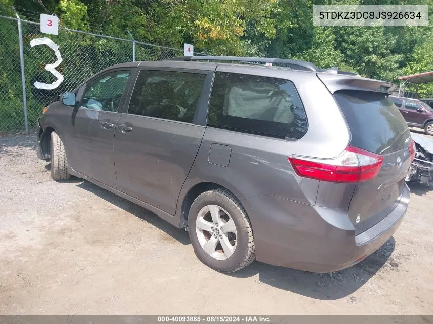 5TDKZ3DC8JS926634 2018 Toyota Sienna Le 8 Passenger