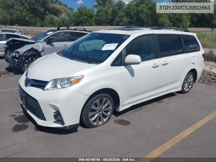 2018 Toyota Sienna Xle Premium 8 Passenger VIN: 5TDYZ3DC3JS922663 Lot: 40146794