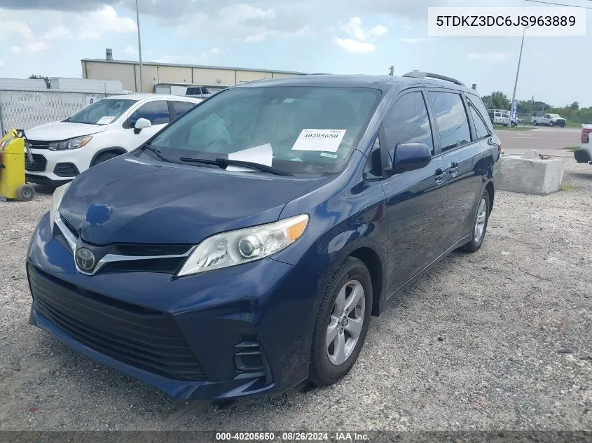 2018 Toyota Sienna Le 8 Passenger VIN: 5TDKZ3DC6JS963889 Lot: 40205650