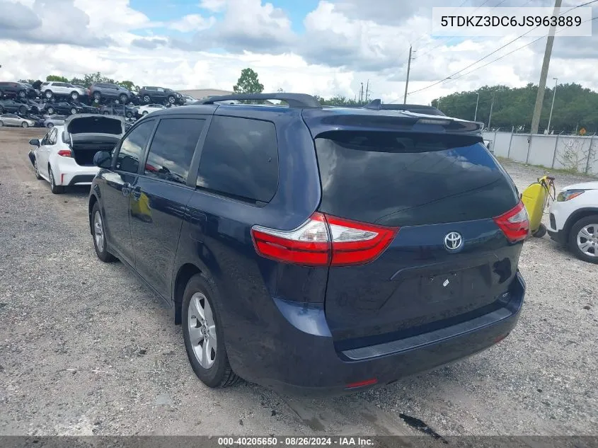 2018 Toyota Sienna Le 8 Passenger VIN: 5TDKZ3DC6JS963889 Lot: 40205650