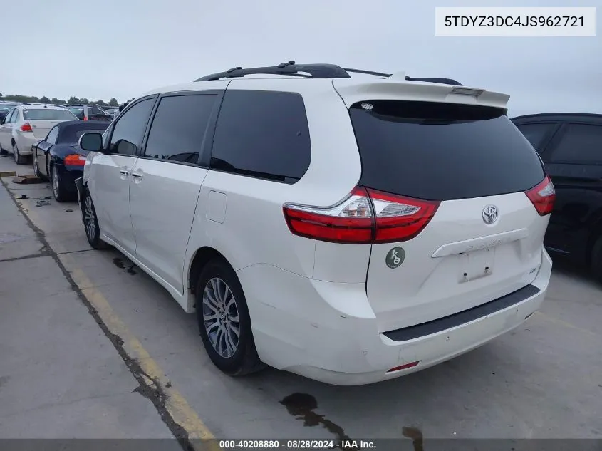 2018 Toyota Sienna Xle Premium 8 Passenger VIN: 5TDYZ3DC4JS962721 Lot: 40208880