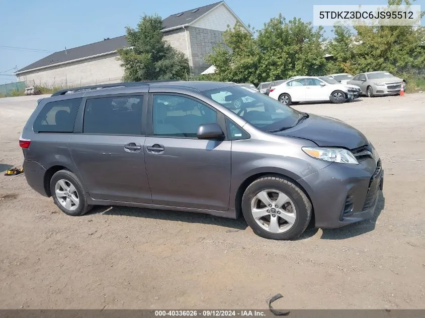 2018 Toyota Sienna Le VIN: 5TDKZ3DC6JS95512 Lot: 40336026