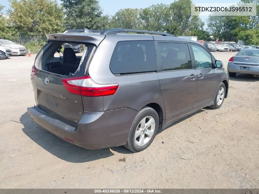 2018 Toyota Sienna Le VIN: 5TDKZ3DC6JS95512 Lot: 40336026