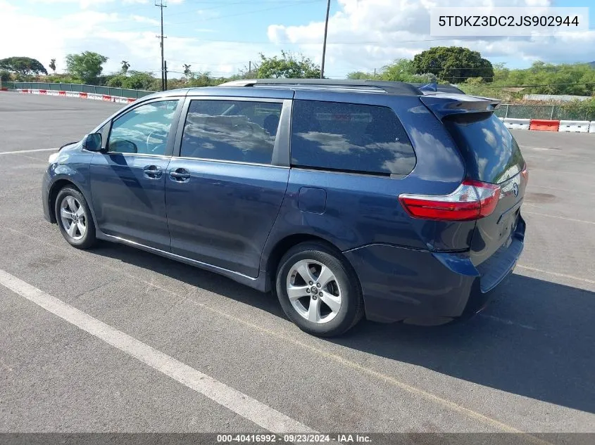 2018 Toyota Sienna Le 7 Passenger/Le 8 Passenger VIN: 5TDKZ3DC2JS902944 Lot: 40416992