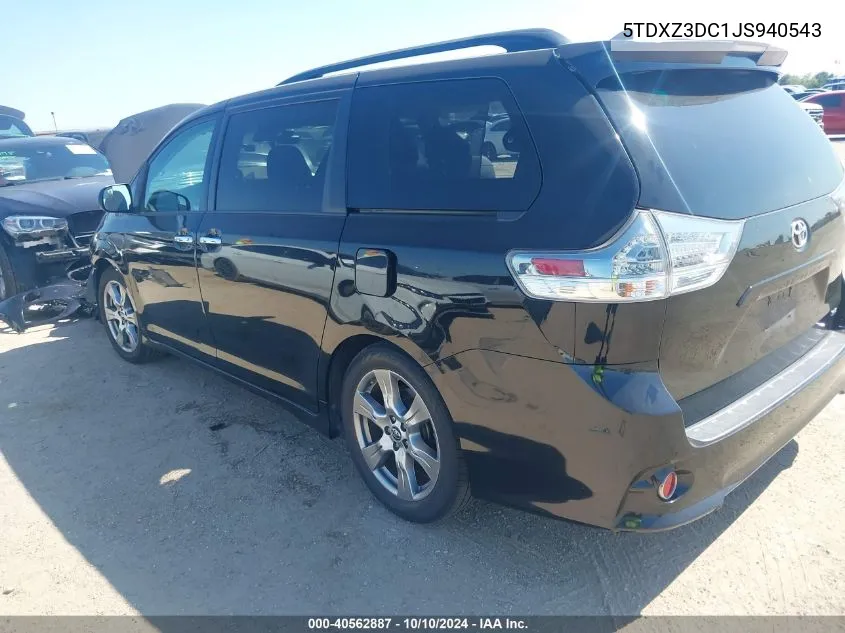 2018 Toyota Sienna Se 8 Passenger VIN: 5TDXZ3DC1JS940543 Lot: 40562887