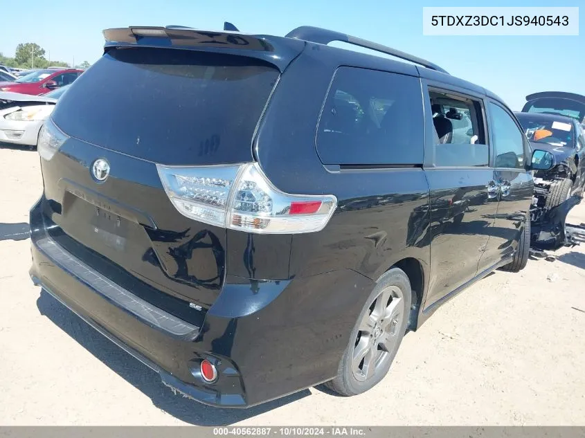 2018 Toyota Sienna Se 8 Passenger VIN: 5TDXZ3DC1JS940543 Lot: 40562887