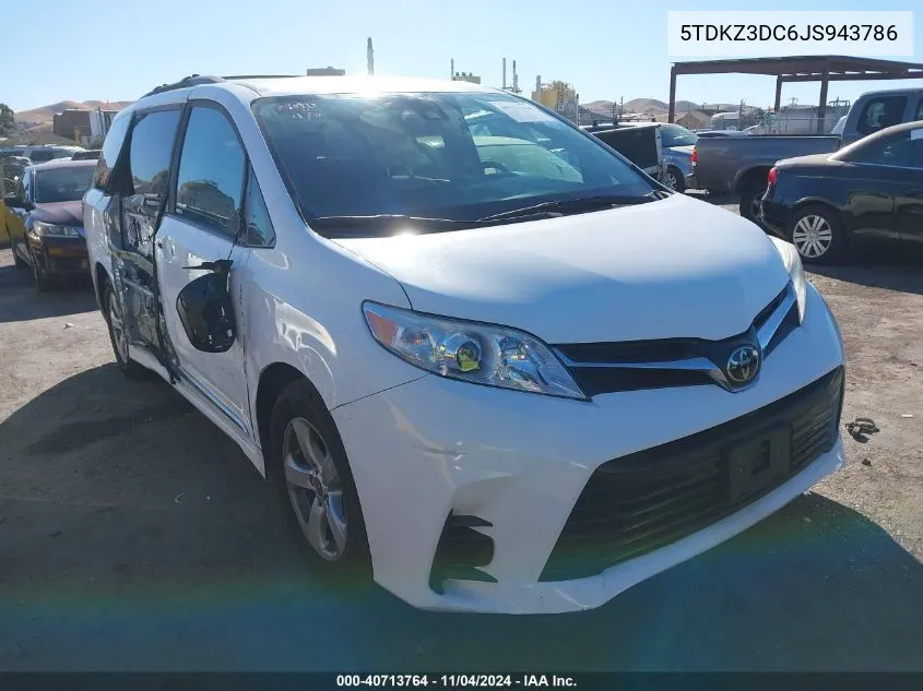 2018 Toyota Sienna Le 8 Passenger VIN: 5TDKZ3DC6JS943786 Lot: 40713764