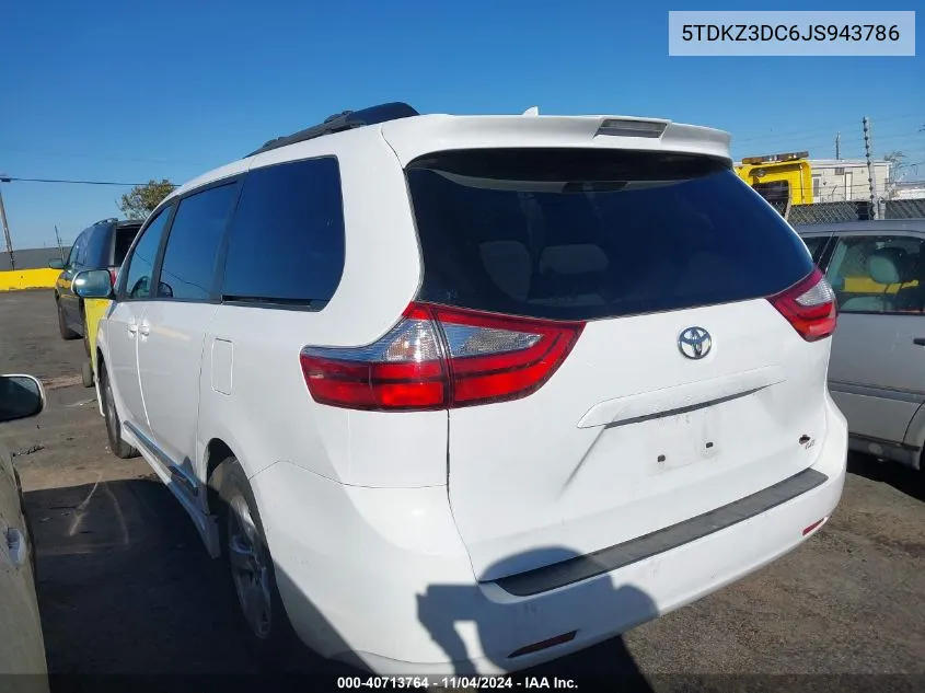 2018 Toyota Sienna Le 8 Passenger VIN: 5TDKZ3DC6JS943786 Lot: 40713764