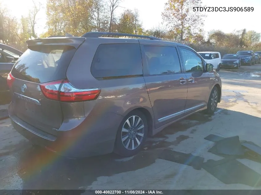 2018 Toyota Sienna Limited Premium 7 Passenger VIN: 5TDYZ3DC3JS906589 Lot: 40822700