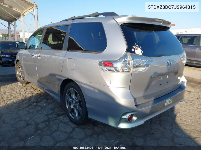 2018 Toyota Sienna Se 8 Passenger VIN: 5TDXZ3DC7JS964815 Lot: 40832406