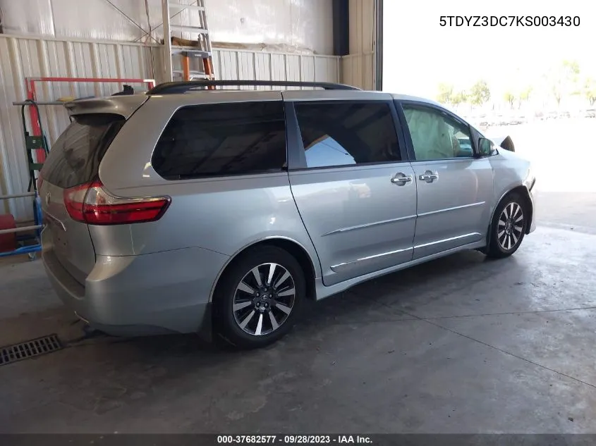 5TDYZ3DC7KS003430 2019 Toyota Sienna Limited