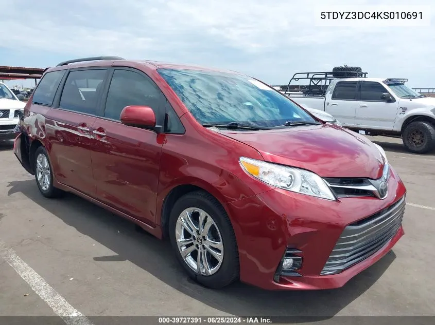 5TDYZ3DC4KS010691 2019 Toyota Sienna Xle 8 Passenger