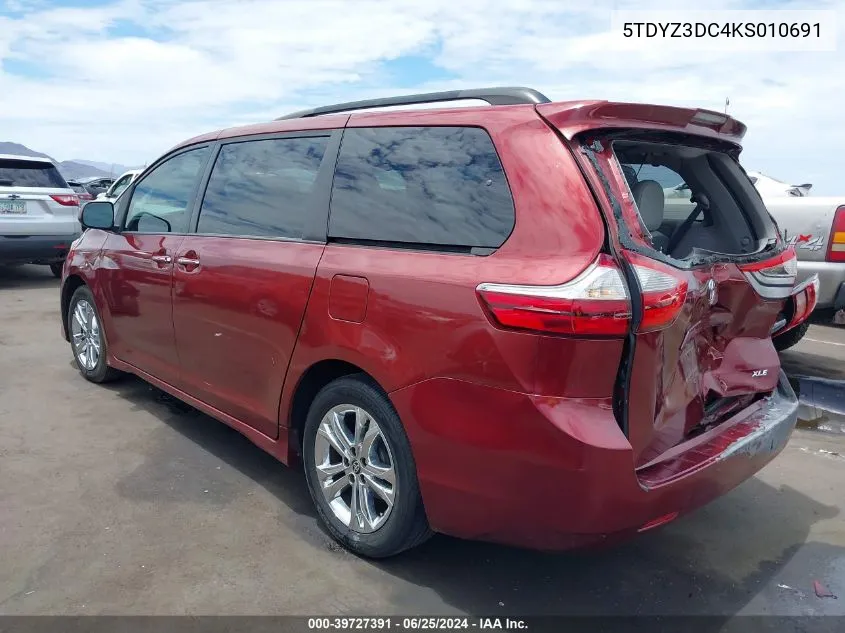 5TDYZ3DC4KS010691 2019 Toyota Sienna Xle 8 Passenger