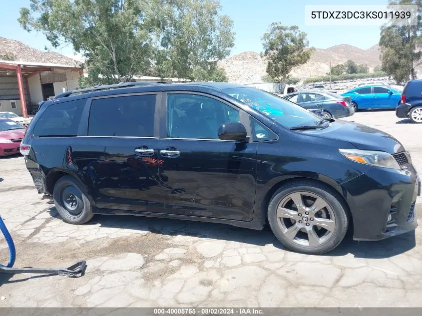 5TDXZ3DC3KS011939 2019 Toyota Sienna Se 8 Passenger