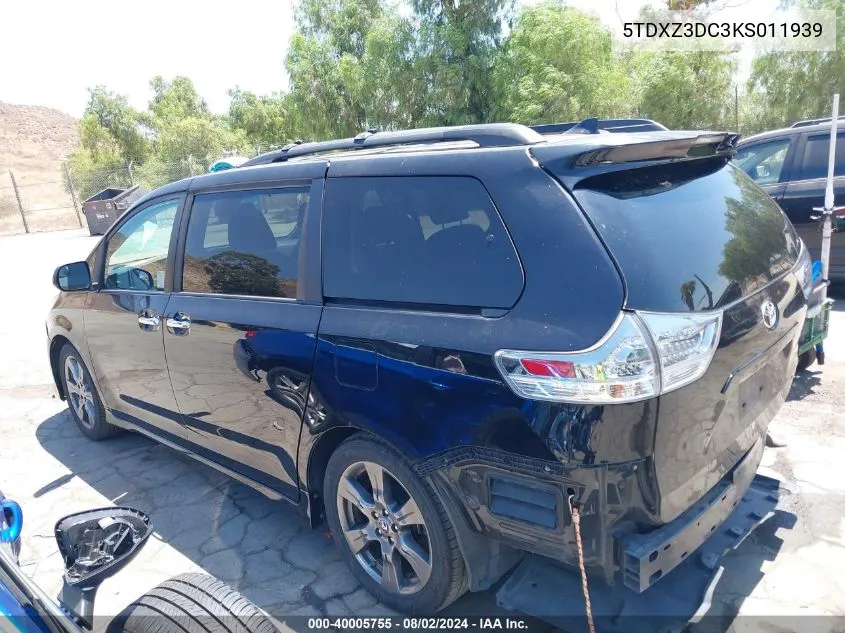 5TDXZ3DC3KS011939 2019 Toyota Sienna Se 8 Passenger