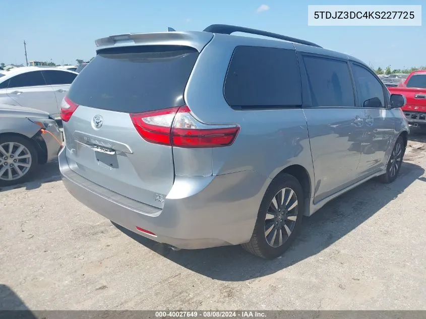 2019 Toyota Sienna Le 7 Passenger VIN: 5TDJZ3DC4KS227725 Lot: 40027649